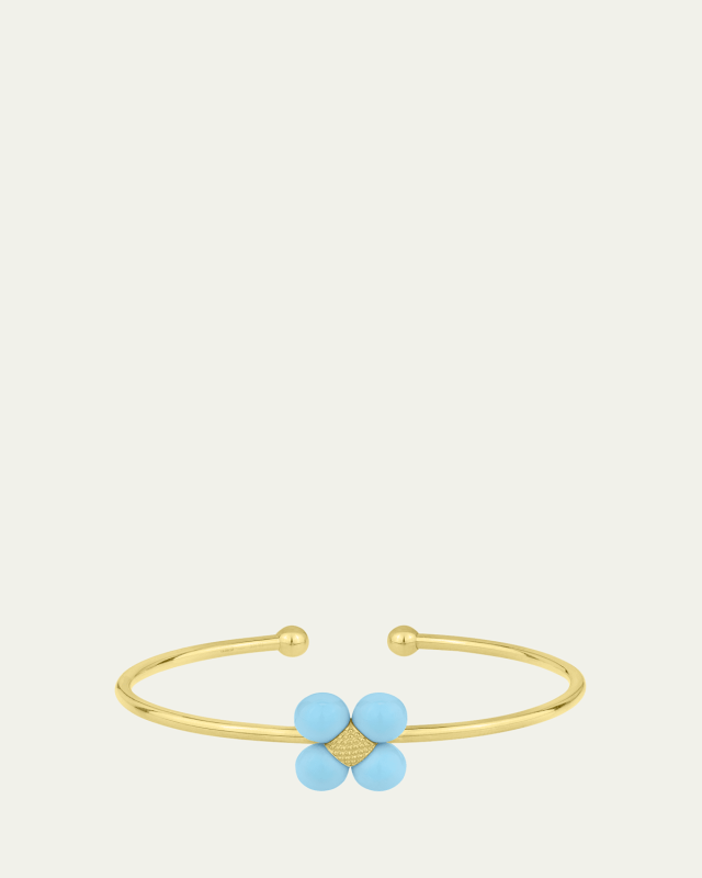 18K Yellow Gold Turquoise Sequence Cuff Bracelet